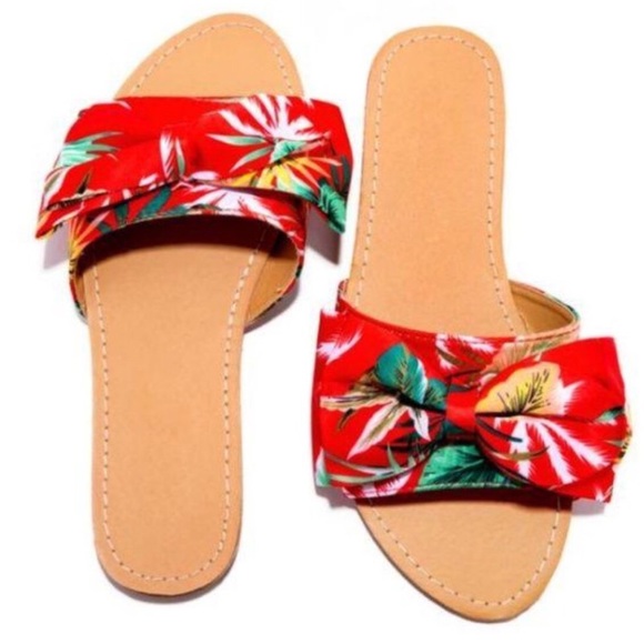 Summer Floral Slides - Red - Picture 4 of 5